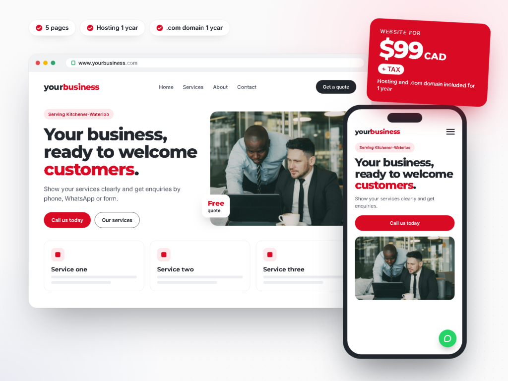 Website for $99 CAD + TAX with hosting and .com domain for 1 year - Lovbot Marketing